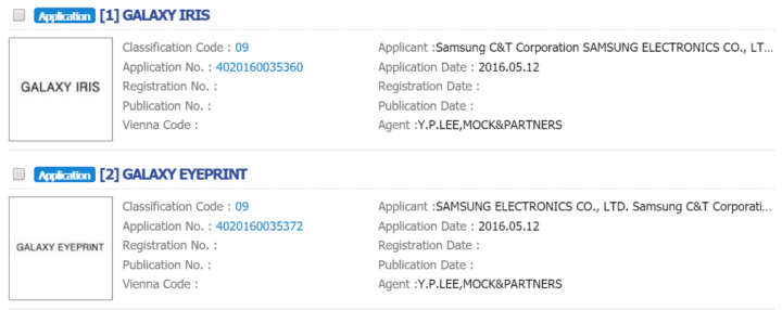 galaxy iris galaxy eyeprint trademark filing