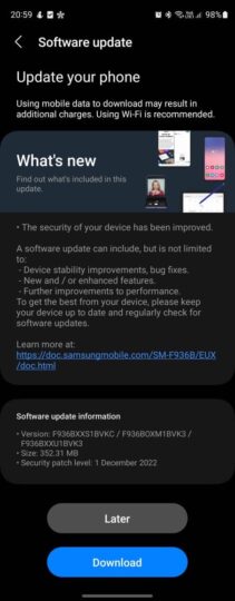 Samsung Galaxy Z Fold Bags December Security Update Sammobile