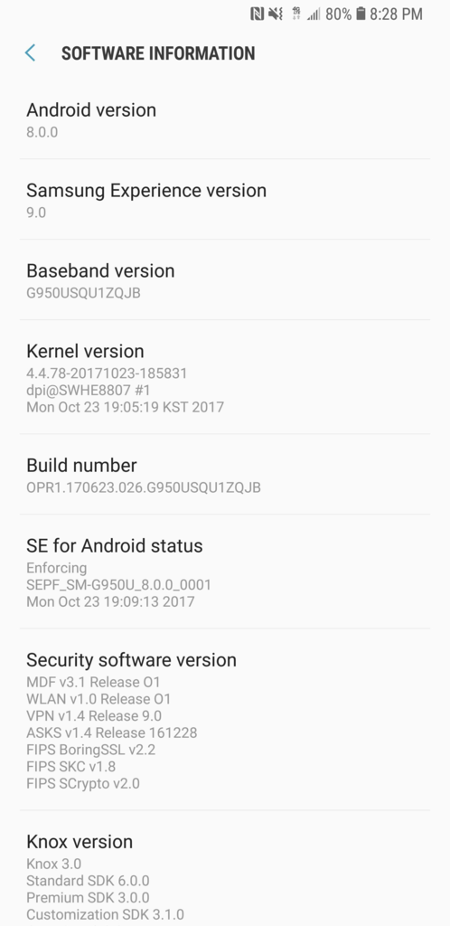 samsung android 8.0