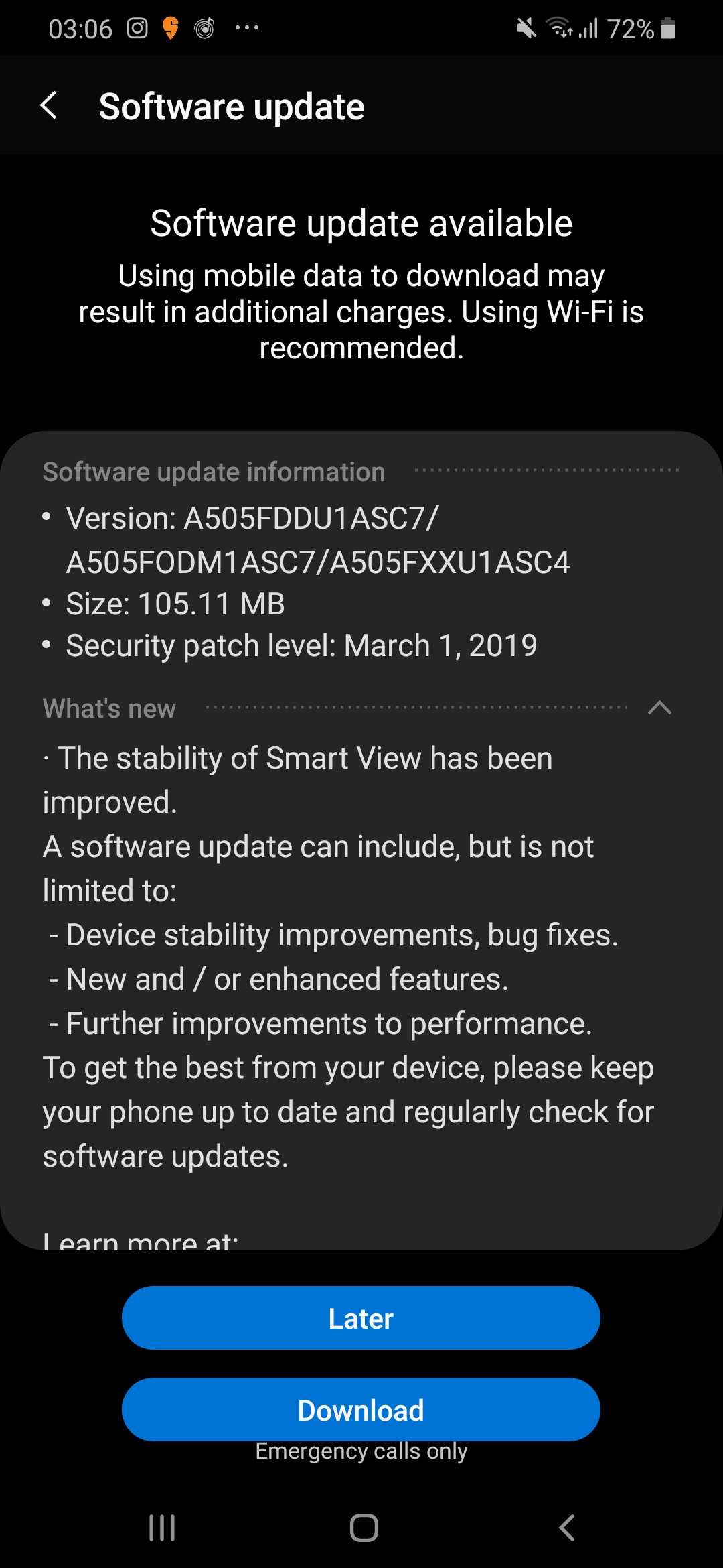 software update for samsung a50s