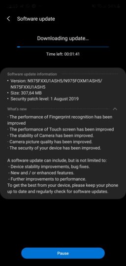 galaxy note 10 update