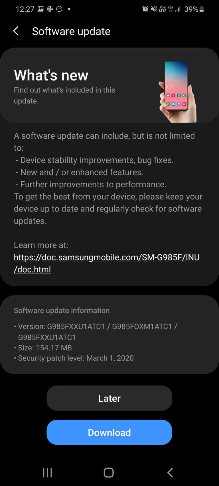 s20 plus android 11 update