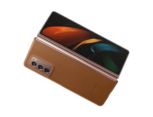 Samsung Galaxy Z Fold 2 Leather Cover Brown Open