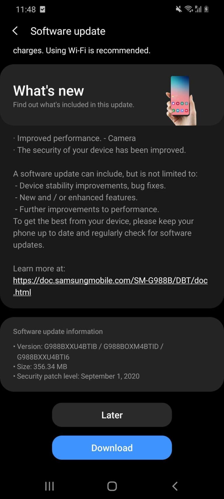 s20 ultra update android 11