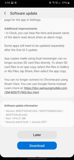 android 11 update for samsung m30