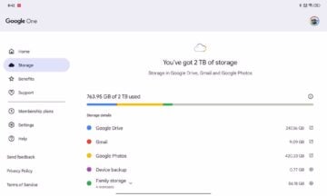 Redesign of Google One App Tablet UI's Storage Tab