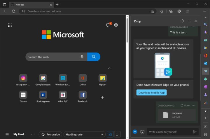 Microsoft Edge’s Drop feature allows easy file sharing between phone ...