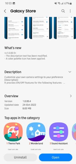 Samsung Camera Assistant App Dynamic App Icon Update