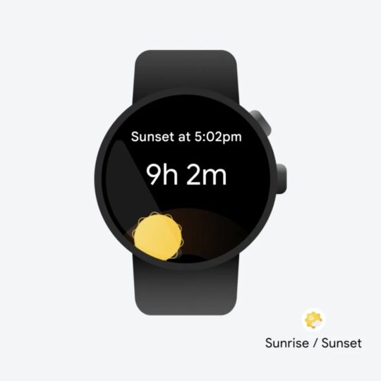 Google Wear OS Sunrise Sunset Tiles