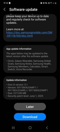 Mise À Jour De Sécurité Du Samsung Galaxy S23 Ultra De Juin 2023