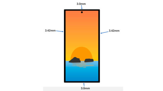 Samsung Galaxy S24 Ultra Screen Bezel Measurements