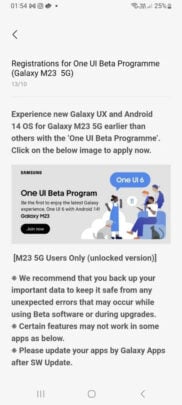 Galaxy M23 5G will get One UI 6.0 beta replace