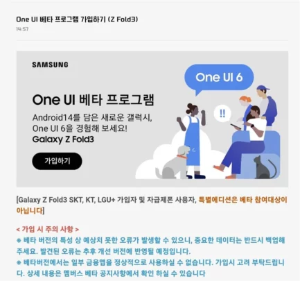 Invitación al programa Beta Samsung Galaxy Z Fold 3 One UI 6.0