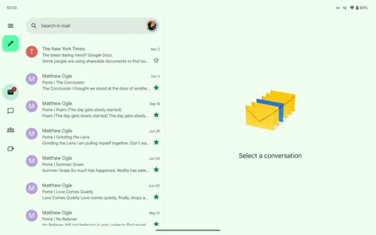 Gmail Tablet App Side Rail Tab Bar