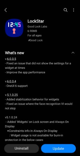 Good Lock LockStar update