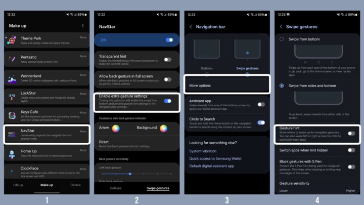 Samsung One UI 6.1 Hide Navigation Gesture Bar NavStar