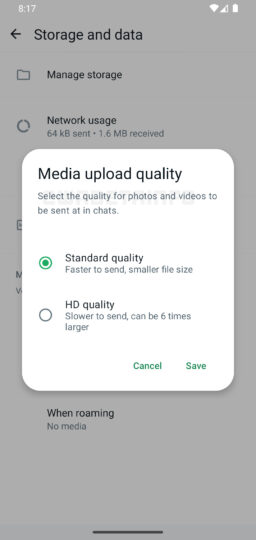 WhatsApp Android 2.24.5.6 HD Images Quality Settings