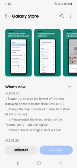 Samsung QuickStar version 7.2.06.35 changelog