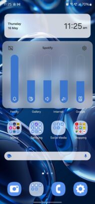 Samsung One UI 6.1 Overflow-menuontwerp voor volumeregeling