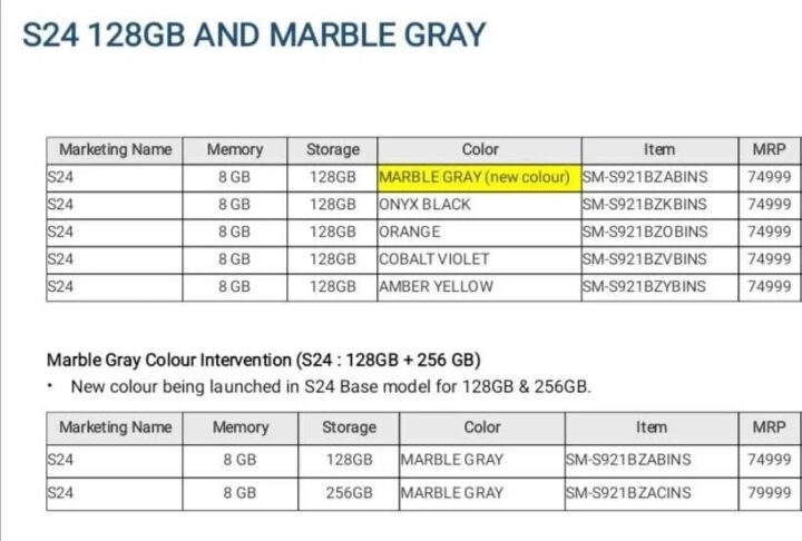 Samsung Galaxy S24 Marble Grey India Offline Store Announcement