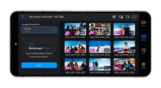Blackmagic Camera Android App Media Tab