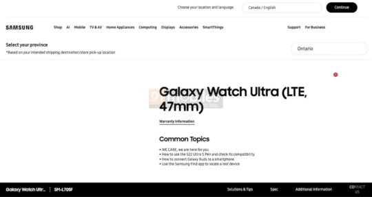 Samsung Galaxy Watch Ultra LTE Support Canada