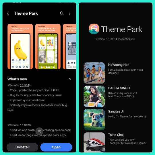 Good Lock Theme Park One kullanıcı arayüzü 6.1.1 güncellemesi