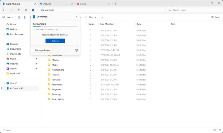 Jetzt können Sie drahtlos auf die Dateien Ihres Galaxy-Telefons im Windows-Datei-Explorer zugreifen