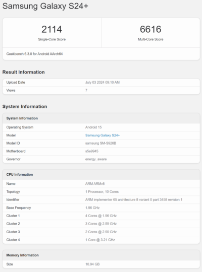 Galaxy S24 Android 15 One UI 7