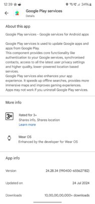 Version 24.28.34 des services Google Play