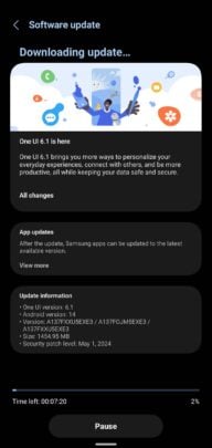 Actualización de One UI 6.1 para Samsung Galaxy A13