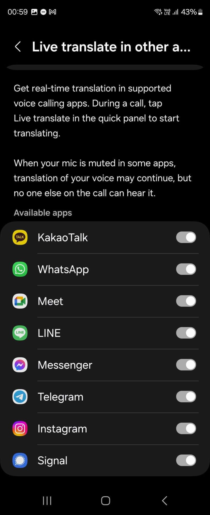 live translate samsung without call