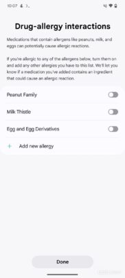 Samsung Health Medication Drug Allergy Reaction Notification Settings