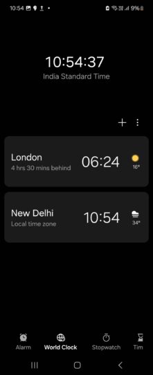 Aplicación de reloj Samsung One UI 7.0