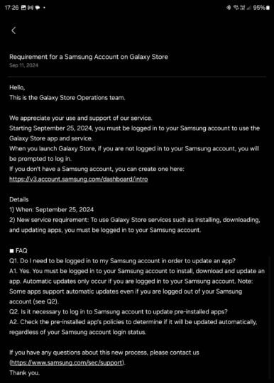 You are going to quickly require a Samsung account to get entry to the Galaxy Retailer