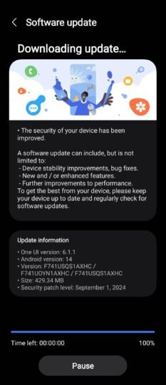 Galaxy Z Flip 6 September 2024 Security Update