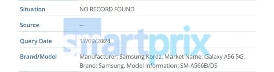 Samsung Galaxy A56 IMEI Database