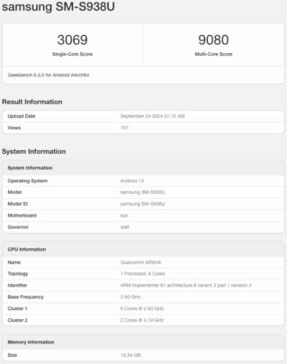 Samsung Galaxy S25 Ultra Snapdragon 8 Gen 4 Geekbench Score Leak