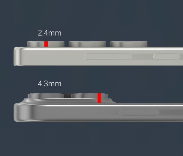 Samsung Galaxy S25 Ultra versus Apple iPhone 16 Pro Max camera ring thickness