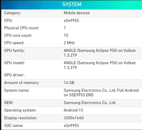 Samsung Smartphone Running Exynos 2500