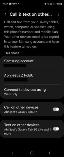 Samsung call and text on other devices