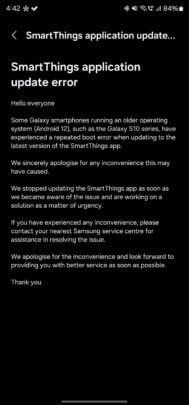 Samsung Samsung Galaxy Note 10 S10 Plus SmartThings Update Bootloop Issue