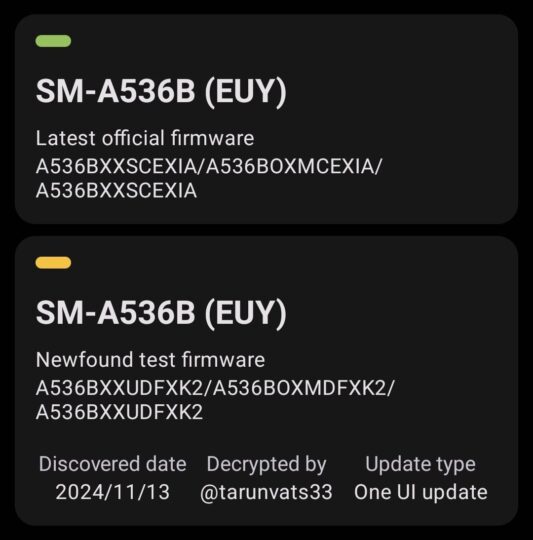 Galaxy A53 One UI 7 Android 16 test firmware