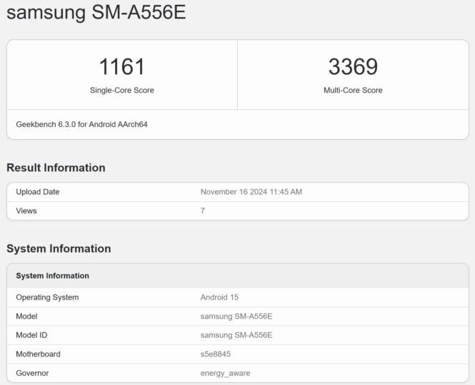 Galaxy A55 Android 15 benchmark