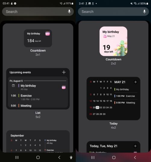 Samsung Calendar One UI 7.0 widgets