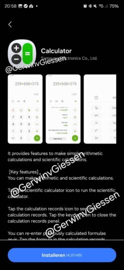 Samsung One UI 7 Calculator