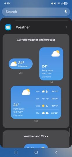 One UI 7 Weather widgets