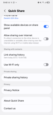 Samsung One UI 7.0 Quick Share File Transfer Internet