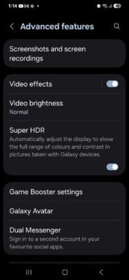 Samsung One UI 7.0 Super HDR Settings Toggle