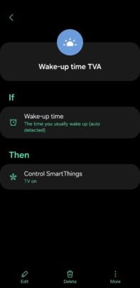 A screenshot of the Wake-up time TV routine 1/2.